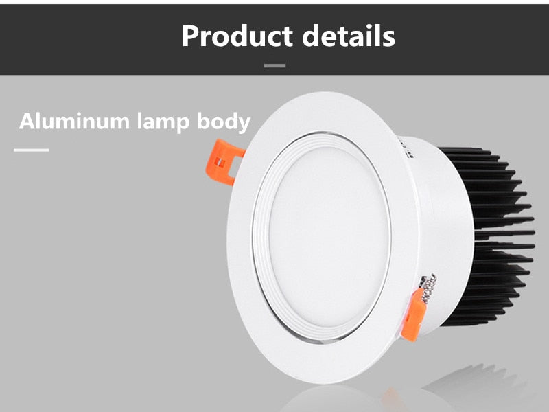 Circular Recessed LED Downlights 3W 7W 9W 12W 15W 40W COB LED Ceiling Spot Lights AC220-240V LED Ceiling Lamps Indoor Lighting