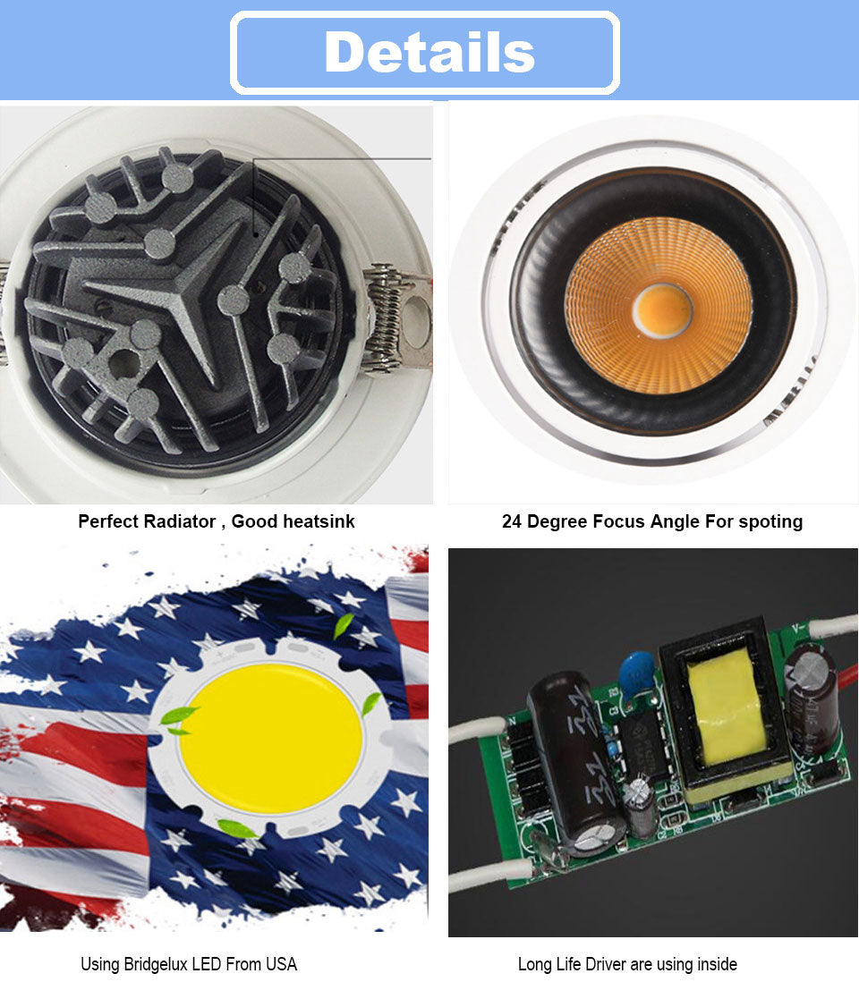 GD 3W 5W 10W 12W 15W LED Downlight AC220 Spot LED Anti Glare LED Spot For Home Decor + LED Driver
