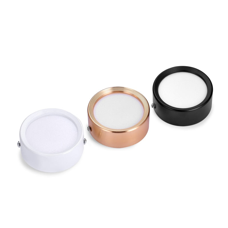 Round Surface Mounted LED Downlights 3W 5W 7W 9W 12W Mounted LED Spot Light 220V Down Light black / white / gold body