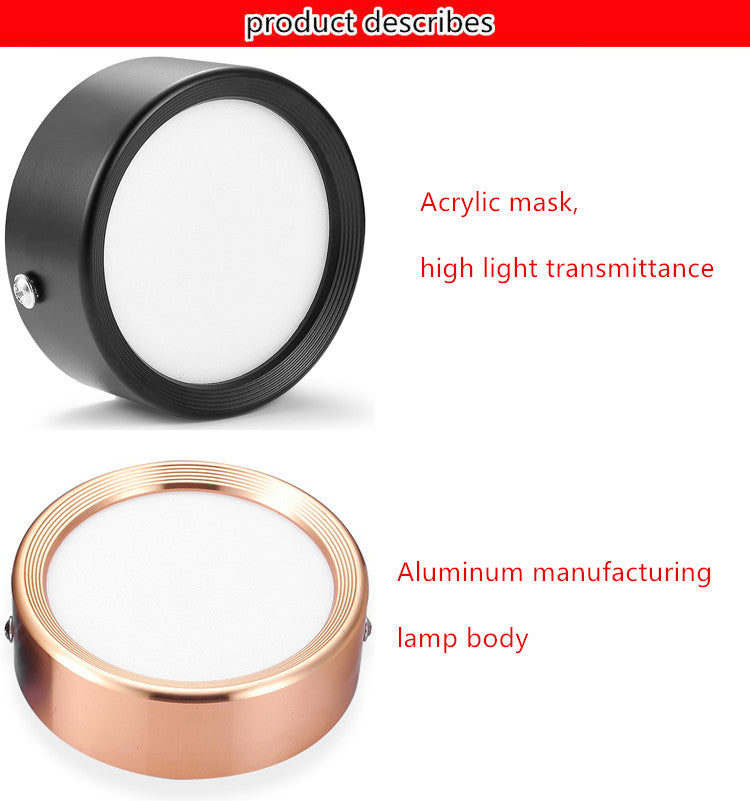 Round Surface Mounted LED Downlights 3W 5W 7W 9W 12W Mounted LED Spot Light 220V Down Light black / white / gold body