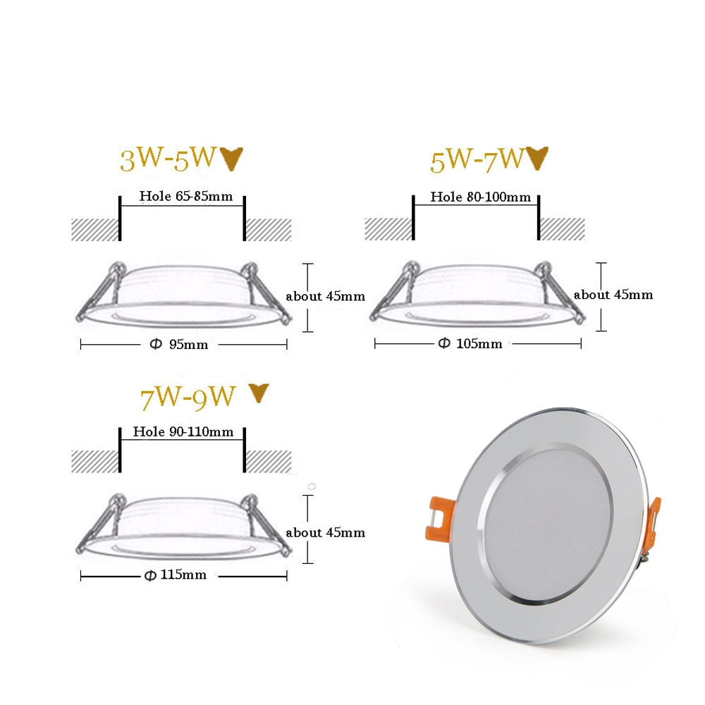 LED Dimmable Waterproof Recessed Downlight 5W 7W 9W LED Spot Light Ceiling Lamp Home Lighting AC 110V 220V For For Bathroom Lamp