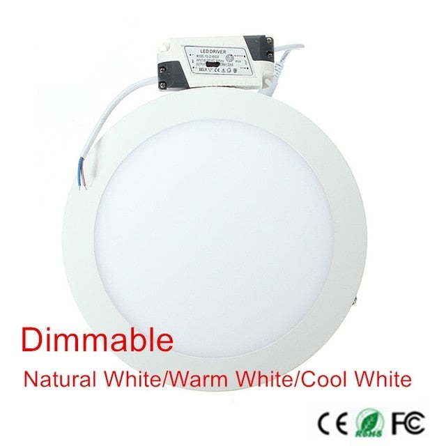 Dimmable Ultra thin 3W/4W/ 6W / 9W / 12W /15W/ 25W LED Ceiling Recessed Grid Downlight / Slim Round Panel Light