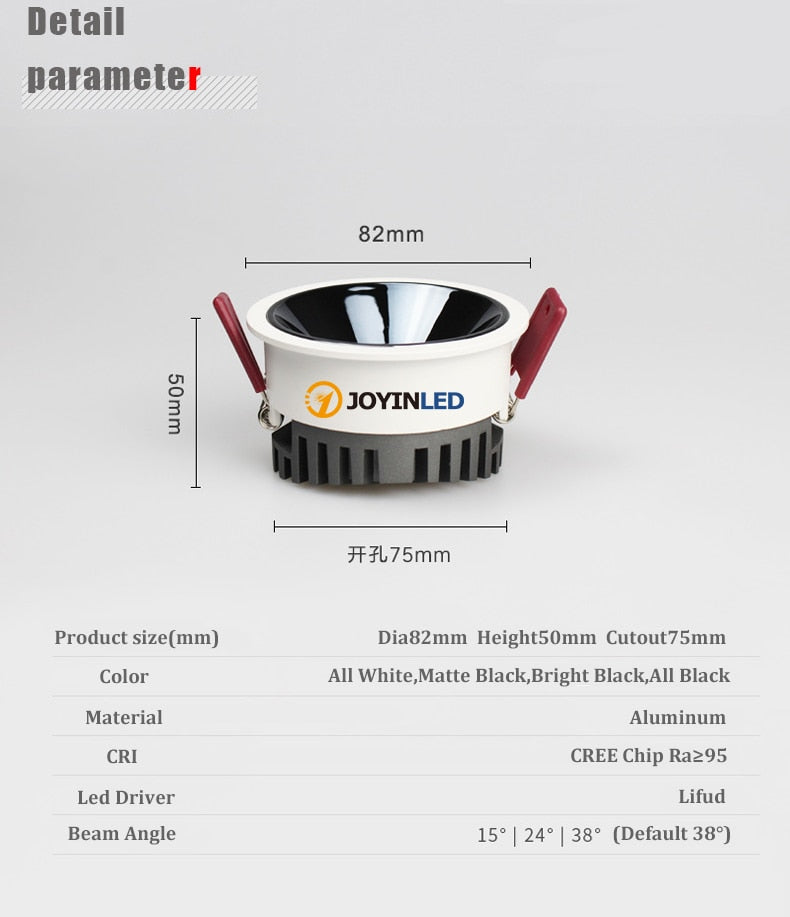 Dimmable LED Downlight 7W Anti-Glare led Ceiling Lamp AC 220V 110V LED Spot Lighting Bedroom Kitchen led Recessed Downlight