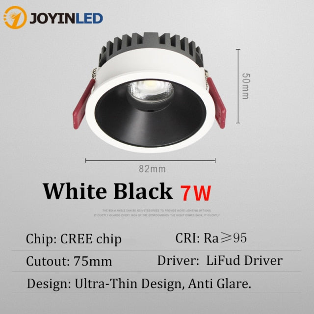 Dimmable LED Downlight 7W Anti-Glare led Ceiling Lamp AC 220V 110V LED Spot Lighting Bedroom Kitchen led Recessed Downlight