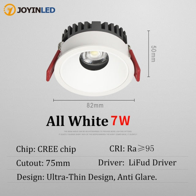 Dimmable LED Downlight 7W Anti-Glare led Ceiling Lamp AC 220V 110V LED Spot Lighting Bedroom Kitchen led Recessed Downlight