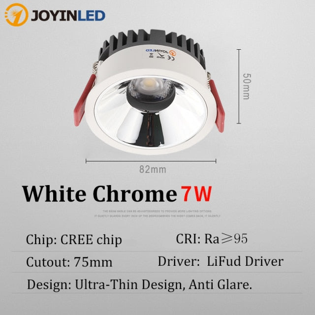 Dimmable LED Downlight 7W Anti-Glare led Ceiling Lamp AC 220V 110V LED Spot Lighting Bedroom Kitchen led Recessed Downlight