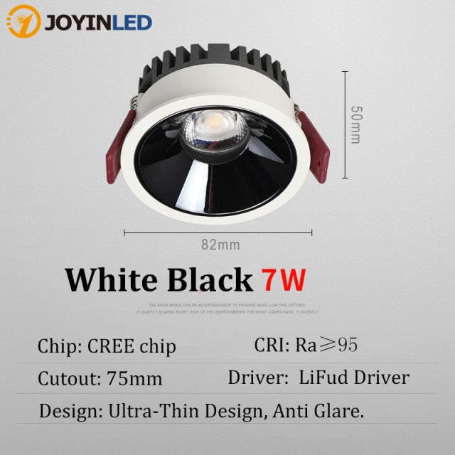 Dimmable LED Downlight 7W Anti-Glare led Ceiling Lamp AC 220V 110V LED Spot Lighting Bedroom Kitchen led Recessed Downlight