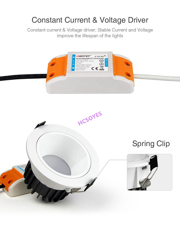 MIBOXER FUT070 FUT071 FUT072 6W 12W 18W RGB+CCT LED Downlight AC100~240V 50/60Hz Smart Phone APP / Remote / voice control
