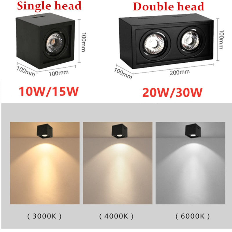 High quality Surface Mounted Adjustment LED COB Dimmable Downlights 10W 15W 20W 30W LED Ceiling Lamp Spot Lights AC85V-265V
