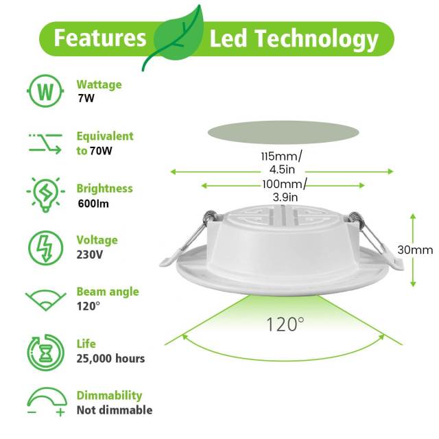 LED Downlight Ceiling 5W 6W 7W 8W 12W 15W 12PCS Warm White/Cold White 3000K Led Light AC 220V 230V 240V