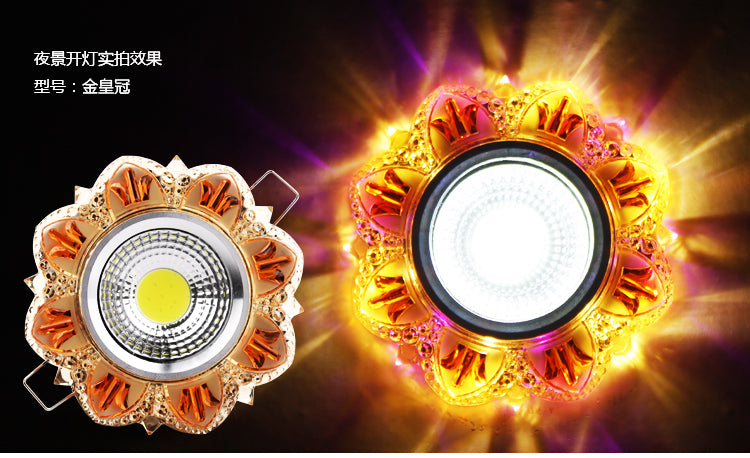 Crystal COB 3W Led Downlights Recessed Ceiling Spot Light Lamps Embedded LED Downlights Home Decoration Light