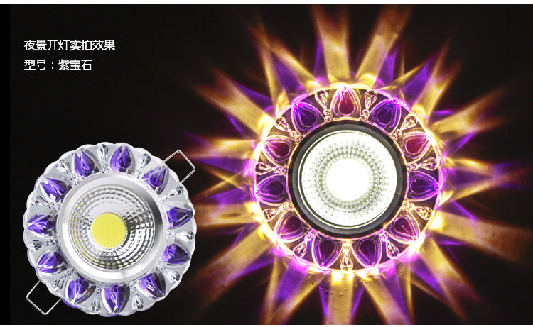 Crystal COB 3W Led Downlights Recessed Ceiling Spot Light Lamps Embedded LED Downlights Home Decoration Light