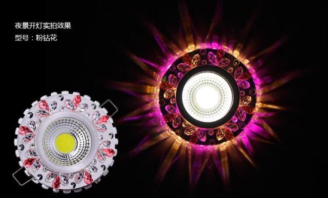 Crystal COB 3W Led Downlights Recessed Ceiling Spot Light Lamps Embedded LED Downlights Home Decoration Light