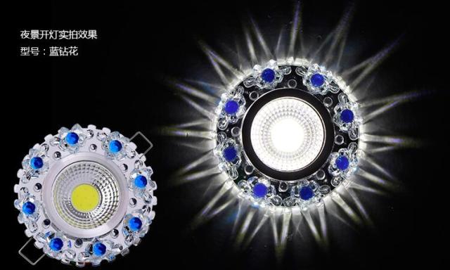 Crystal COB 3W Led Downlights Recessed Ceiling Spot Light Lamps Embedded LED Downlights Home Decoration Light