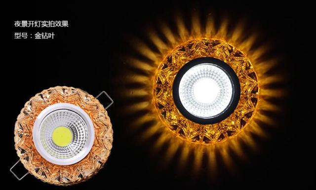 Crystal COB 3W Led Downlights Recessed Ceiling Spot Light Lamps Embedded LED Downlights Home Decoration Light