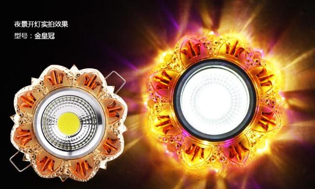 Crystal COB 3W Led Downlights Recessed Ceiling Spot Light Lamps Embedded LED Downlights Home Decoration Light