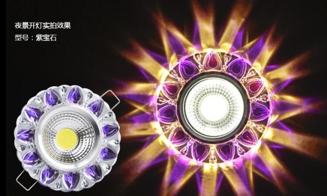 Crystal COB 3W Led Downlights Recessed Ceiling Spot Light Lamps Embedded LED Downlights Home Decoration Light