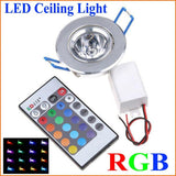 LED Light Bulbs Lamp 3W RGB 16 Colors Spot Light AC85-265V + IR Remote Control RGB LED Ceiling Downlight