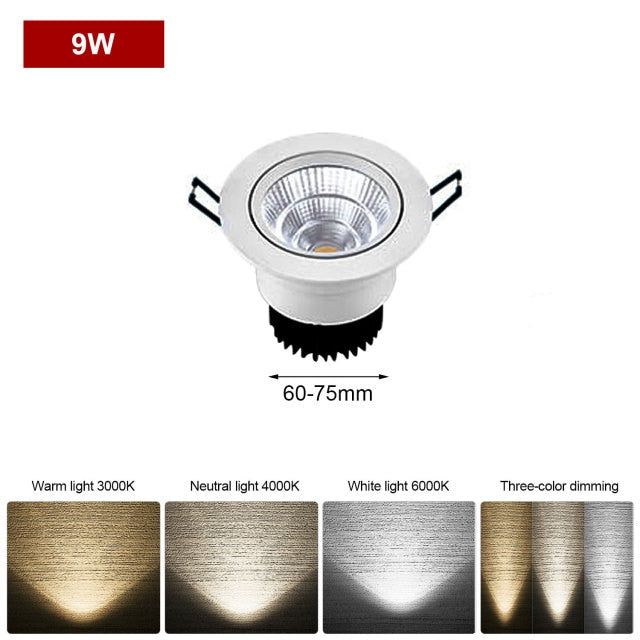 Dimmable LED Downlights Epistar Chip 3W 5W 7W 9W 12W COB Ceiling Lamp Spot Light AC90-260V Indoor Lighting For Home illumination
