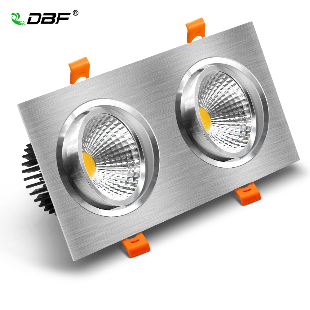DBF Angle Adjustable Square Recessed Downlight 3000K/4000K/6000K Dimmable 10W 14W 18W 24W 2 Heads Ceiling Spot Light Home Decor