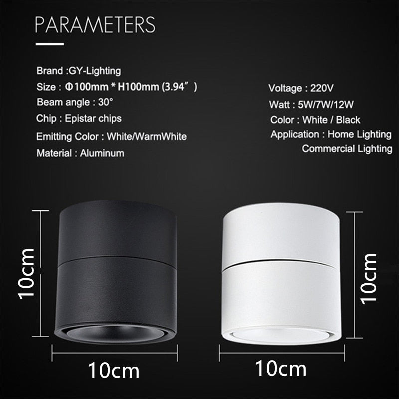 Surface Mounted Mini Embedded COB LED Downlights 5W 7W 12W 360 degree rotation LED Ceiling Lamp Spot Light Downlight