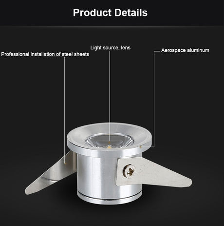 10pcs/lot Jewelry Show Case Cabinet Spot Lamp WHITE 1W Mini LED Downlights