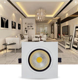 Square Recessed Ceiling Down Light Double LED Dimmable Square Downlight COB 10W 12W 15W LED Spot light with led driver
