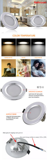 Dimmable 220V 5W/7W/9W/12W/15W WaterProof Driverless LED Light Downlight, Warm White Recessed Lighting lamps