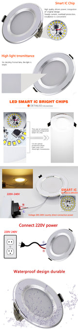 Dimmable 220V 5W/7W/9W/12W/15W WaterProof Driverless LED Light Downlight, Warm White Recessed Lighting lamps