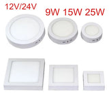 Led Panel Light Surface Mounted Led ceiling Downlight AC/DC 12V/24V + LED Driver 9W/15W/25W Round/Square