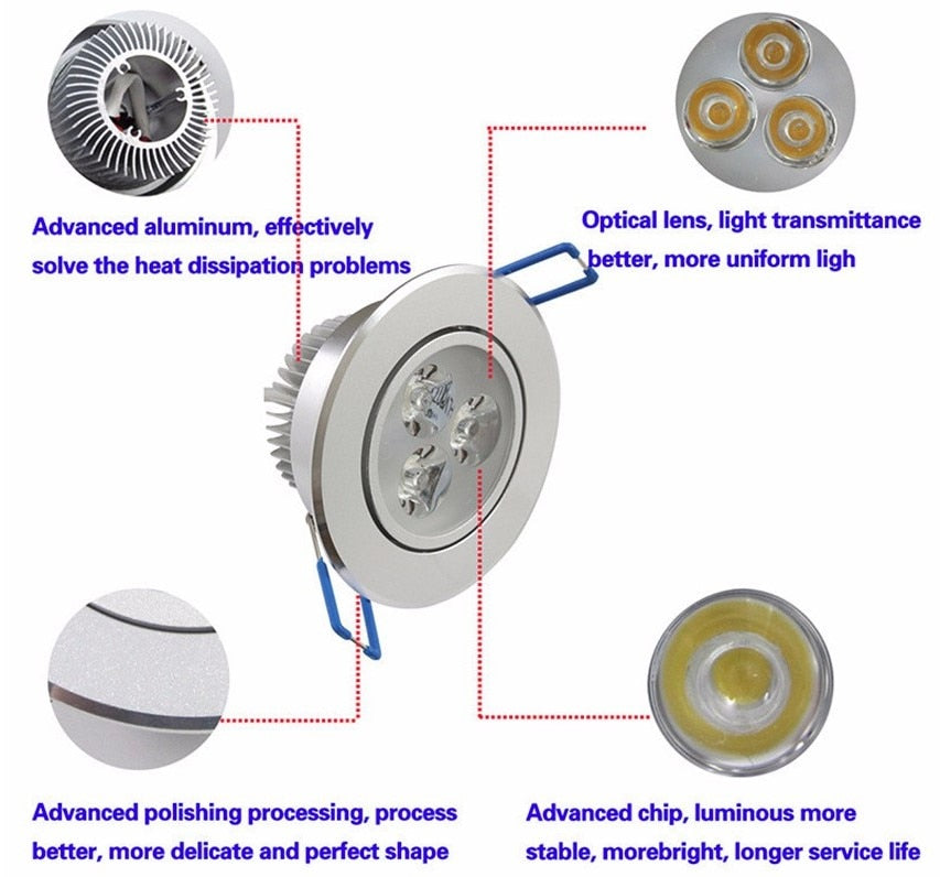 LED Spot LED Downlight Dimmable Bright Recessed 9W 12W 15W 21W LED Spot light decoration Ceiling Lamp AC 110V 220V AC85-26V