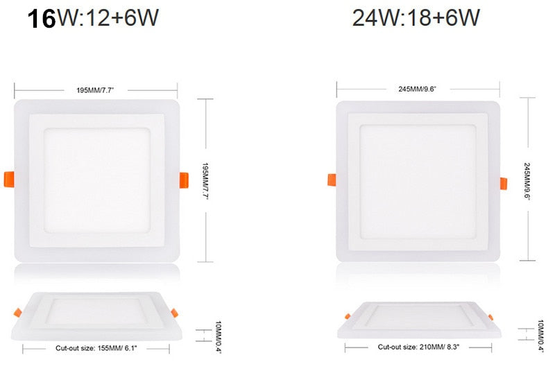 RGB Led Panel Light 6w/9w/16w/24W Ultra Thin Recessed LED Ceiling downlight Acrylic Panel Lamp with Remote Control 3 Models