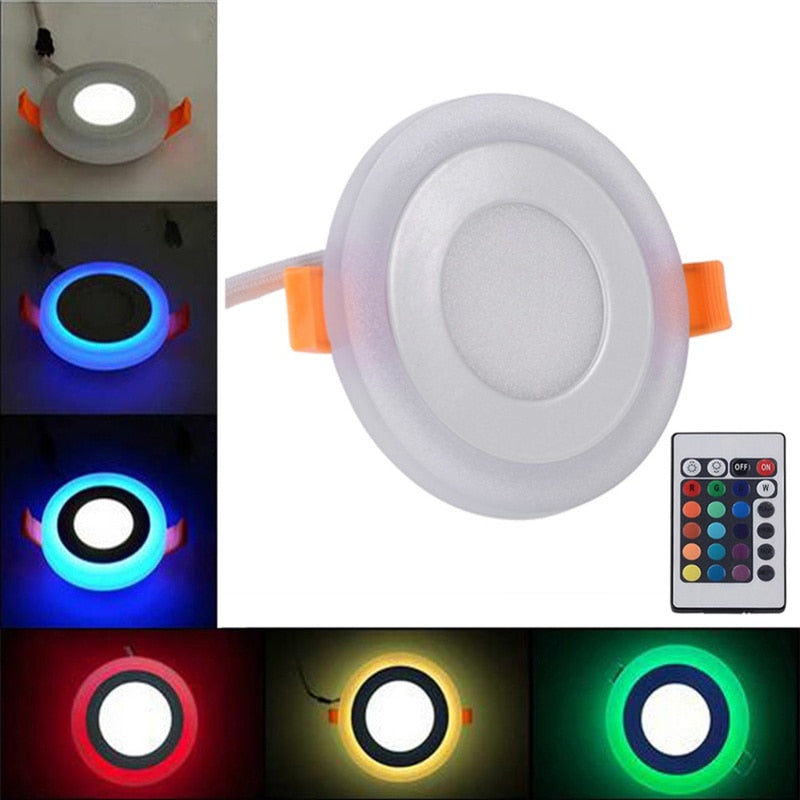 LED Downlight Round 85-265V 6W - 24W 3 Model LED Lamp Double Color Panel Light RGB &amp; white Ceiling Recessed with Remote Control