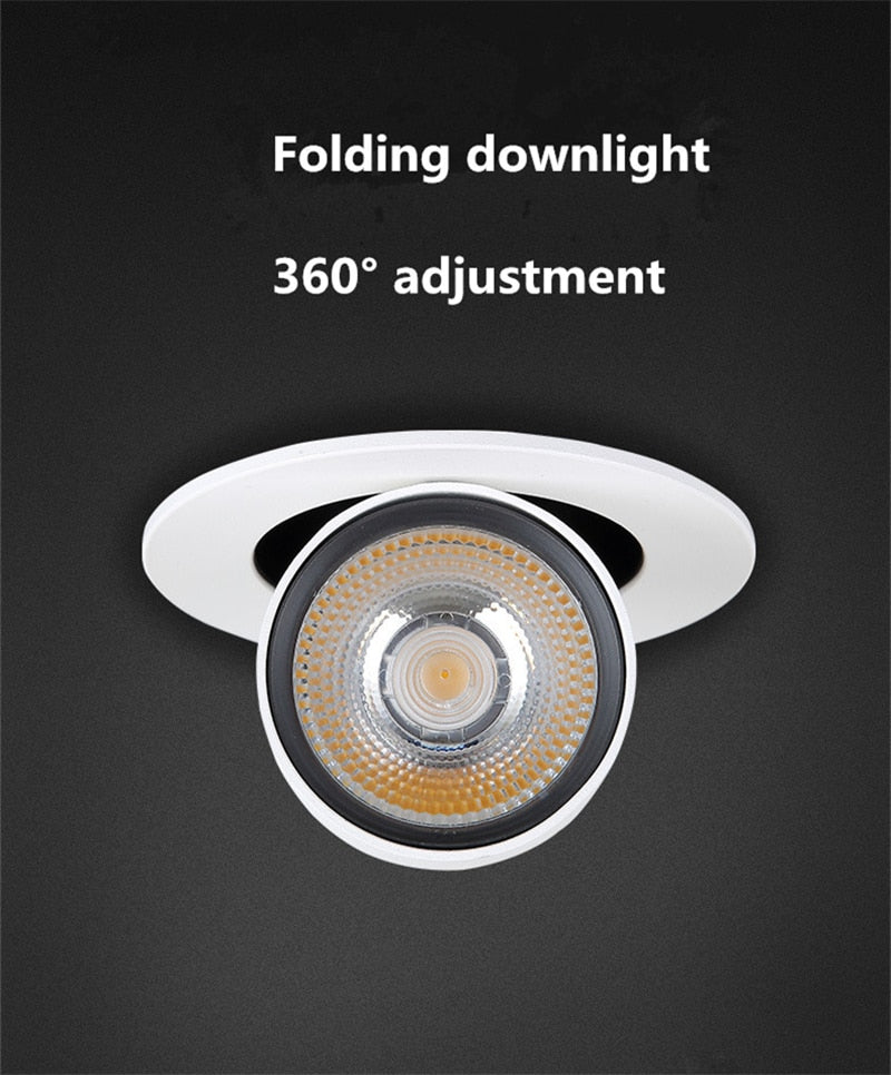 LED Recessed Spot 3W / 5W / 7W / 12W Foldable 350 ° Rotating Dimmable COB downlight Stretchable LED Spot light Indoor Lighting