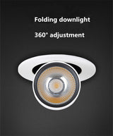 LED Recessed Spot 3W / 5W / 7W / 12W Foldable 350 ° Rotating Dimmable COB downlight Stretchable LED Spot light Indoor Lighting