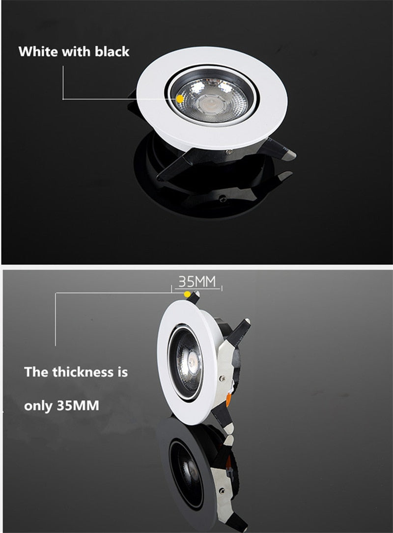 LED Recessed Spot 3W / 5W / 7W / 12W Foldable 350 ° Rotating Dimmable COB downlight Stretchable LED Spot light Indoor Lighting