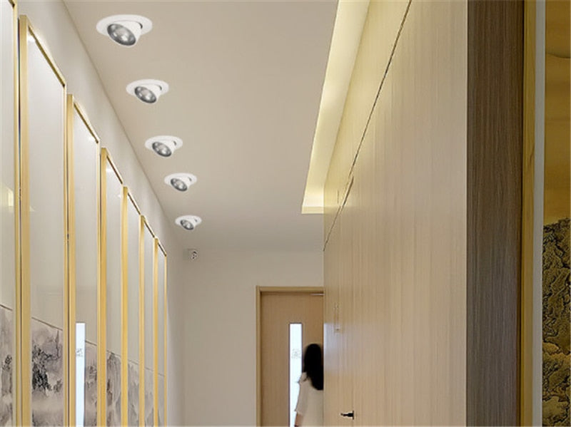 LED Recessed Spot 3W / 5W / 7W / 12W Foldable 350 ° Rotating Dimmable COB downlight Stretchable LED Spot light Indoor Lighting