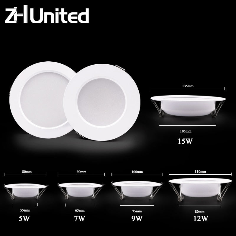 United 10PCS LED Downlight Ceiling 15W 12W 9W 7W 5W Warm white/cold white led Ceiling lamp Ultra-bright Round 220V 230V 240V