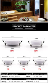 United 10PCS LED Downlight Ceiling 15W 12W 9W 7W 5W Warm white/cold white led Ceiling lamp Ultra-bright Round 220V 230V 240V