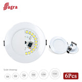 LED Downlight 3W 5W 7W 9W 12W 15W Recessed Round 6pcs/lot LED Ceiling Lamp AC 220V 240V Indoor Lighting Warm White Cold White