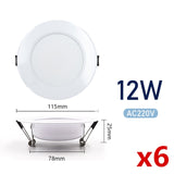 LED Downlight 3W 5W 7W 9W 12W 15W Recessed Round 6pcs/lot LED Ceiling Lamp AC 220V 240V Indoor Lighting Warm White Cold White