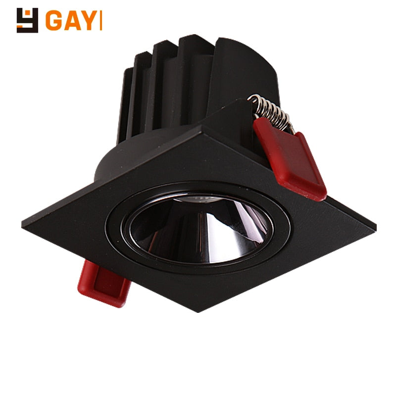 GAOYI Square LED Downlight 7W 12W 15w 20w 85-265V COB Ceiling Kitchen Living Room Indoor Angle Adjustable Anti Glare Recessed