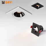 GAOYI Square LED Downlight 7W 12W 15w 20w 85-265V COB Ceiling Kitchen Living Room Indoor Angle Adjustable Anti Glare Recessed