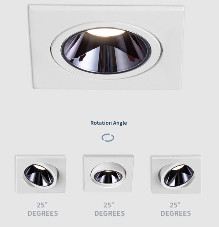 GAOYI Square LED Downlight 7W 12W 15w 20w 85-265V COB Ceiling Kitchen Living Room Indoor Angle Adjustable Anti Glare Recessed