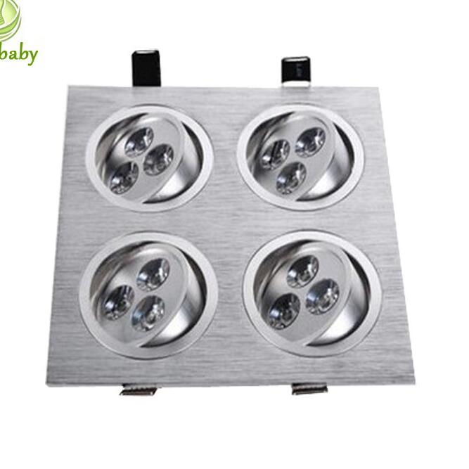 LED DOWNLIGHT 12W Square Ultra bright Grille lights Recessed ceiling spot light AC110V 220V White warm white