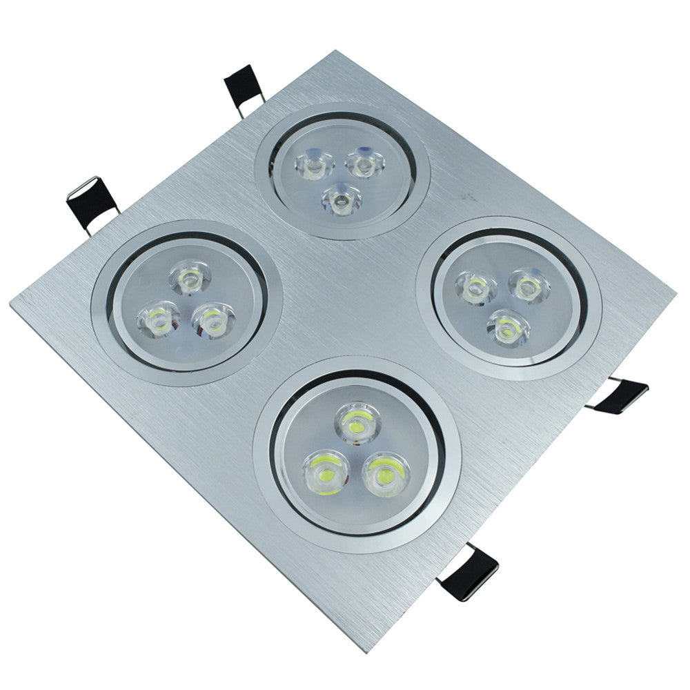 LED DOWNLIGHT 12W Square Ultra bright Grille lights Recessed ceiling spot light AC110V 220V White warm white