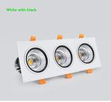 Three Head COB LED Downlight, Dimmable Square Spotlight, Indoor Lighting, 3x 7W, 3x10W, 3x12W, 3x15W, AC85 ~ 265V