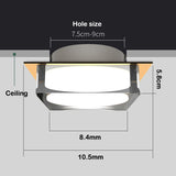 Luxury Style Acrylic 3 Colors Dimming DimLed downlight 5W 7W spot light led lamps ceiling lamp For Indoor recessed lighting