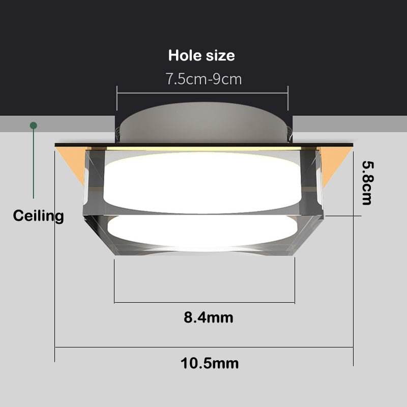 Luxury Style Acrylic 3 Colors Dimming DimLed downlight 5W 7W spot light led lamps ceiling lamp For Indoor recessed lighting