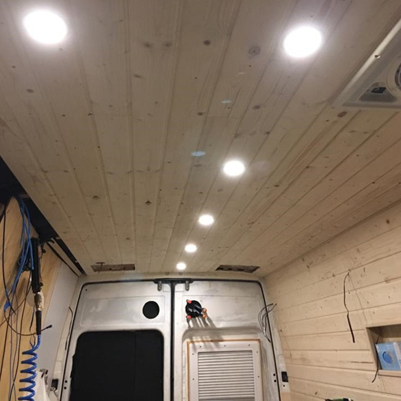 Tokili 6-Pack Recessed Downlight LED 3W Low Profile Spring Clips Mount Full Aluminium Ceiling Lamp DC12V 240LM for RV Boat House